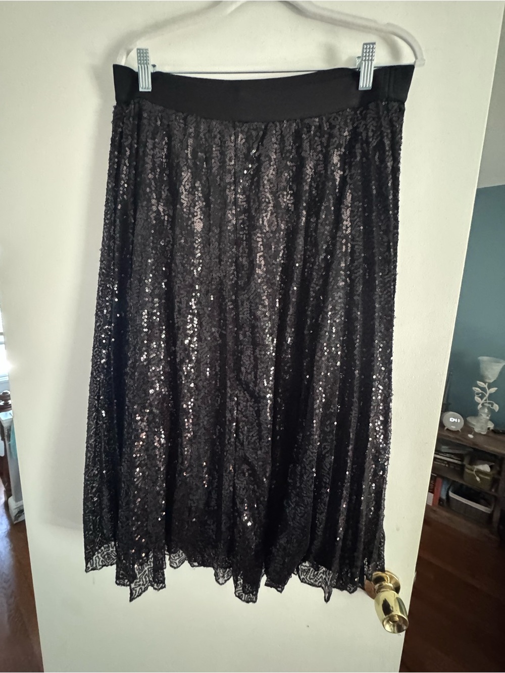 Vera Wang Black Sequin Midi Skirt - Elegant Women's Party Skirt